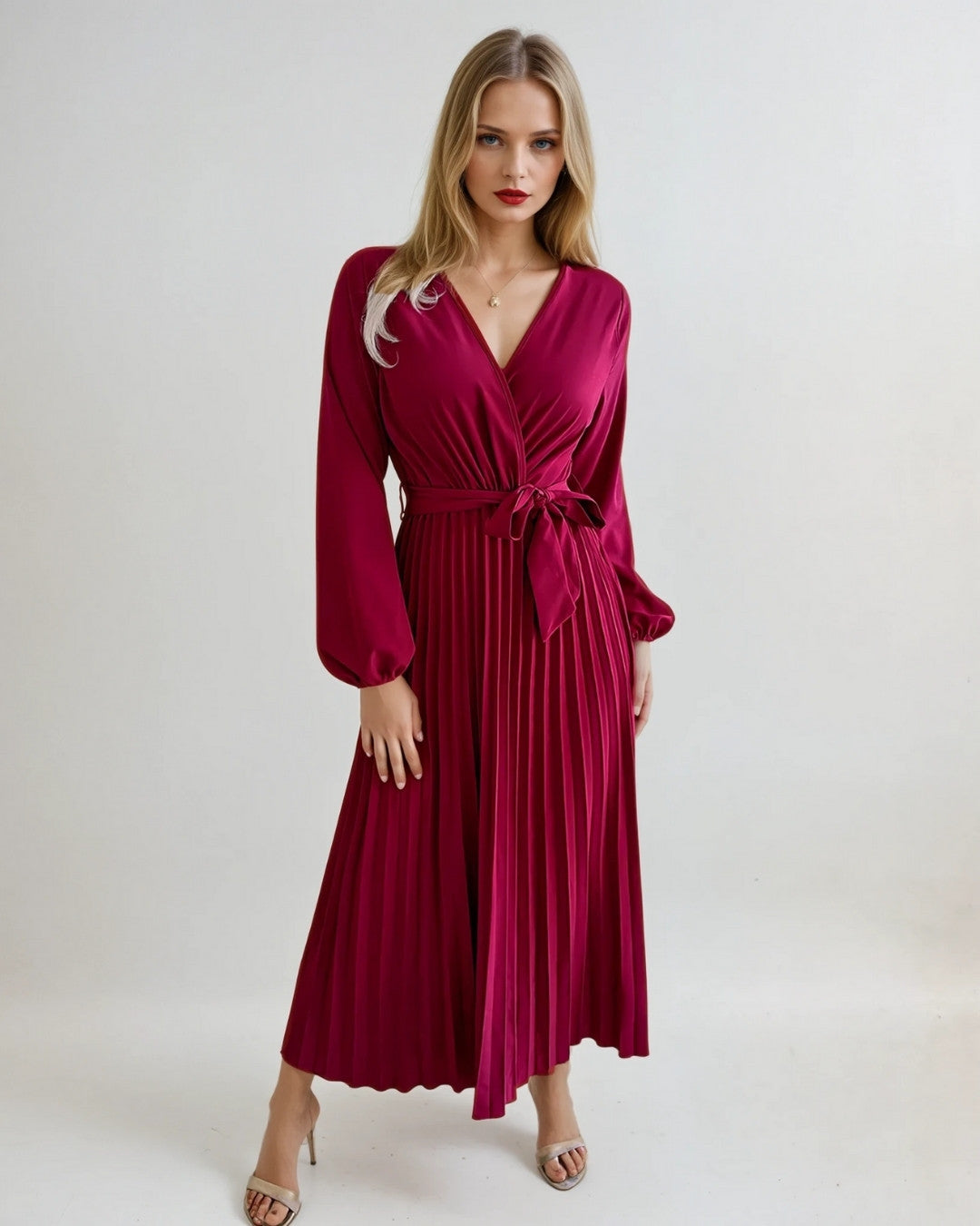 Elegante geplooide jurk met flatterende pasvorm – Dames