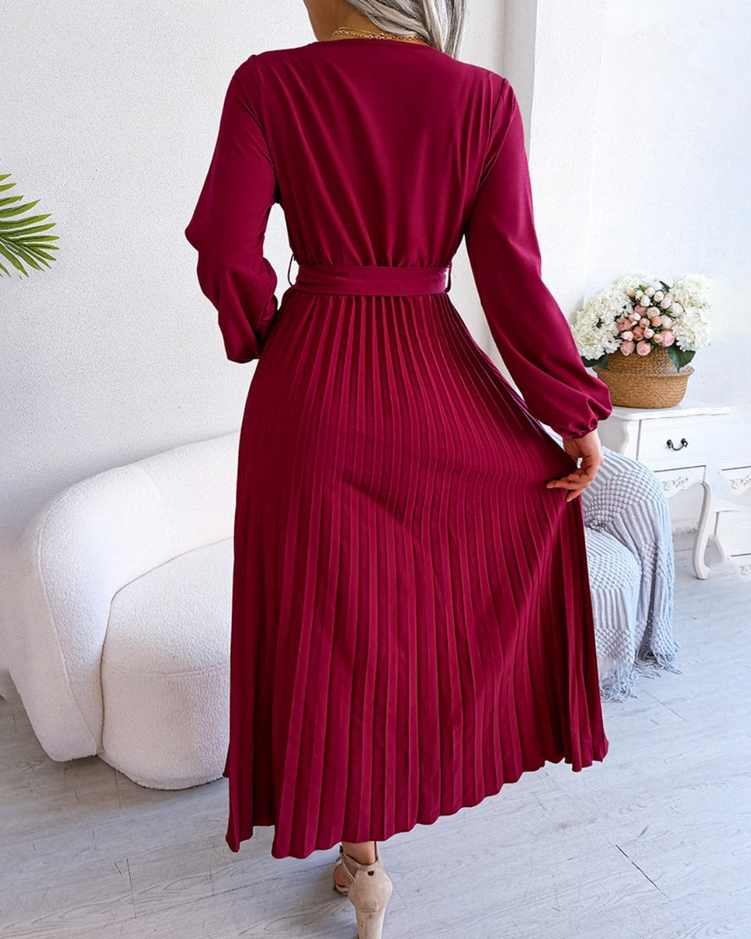 Elegante geplooide jurk met flatterende pasvorm – Dames