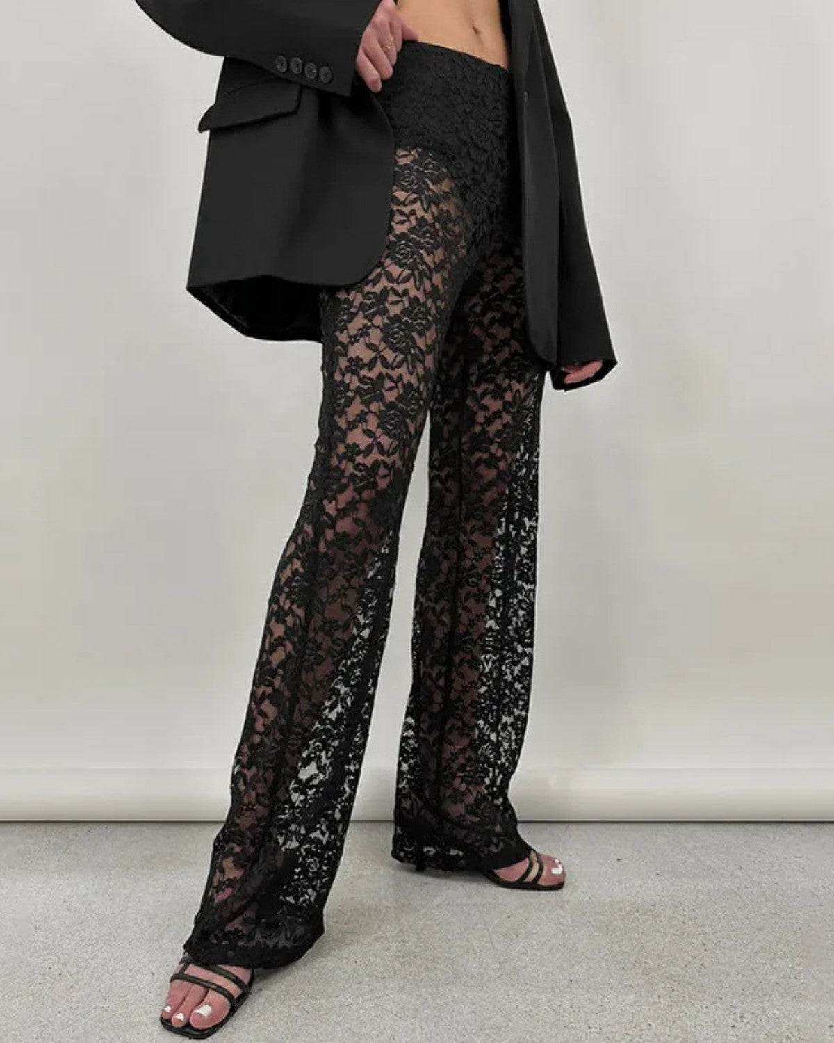 Elegante kanten broek met stijlvolle rechte pasvorm - Dames