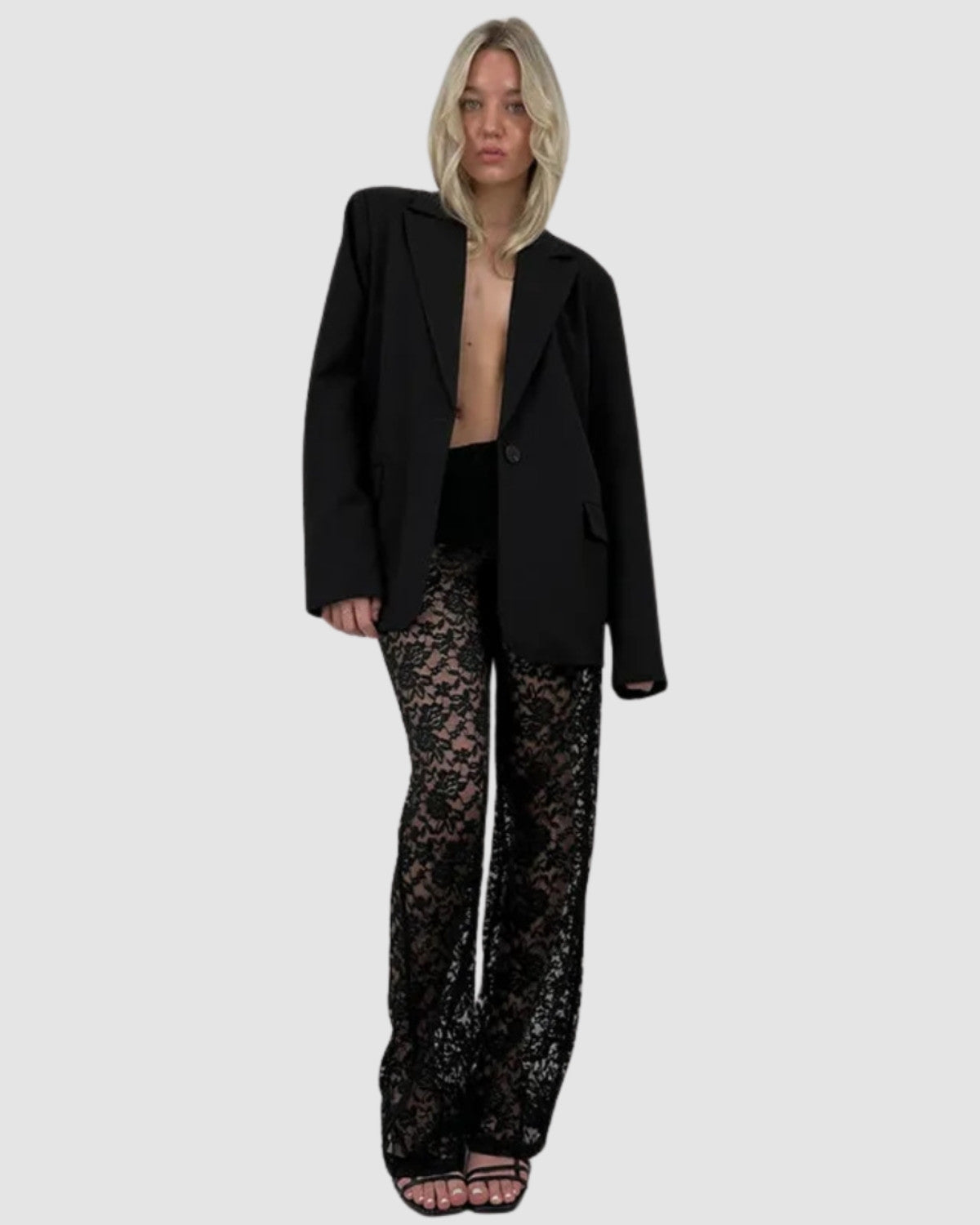 Elegante kanten broek met stijlvolle rechte pasvorm - Dames