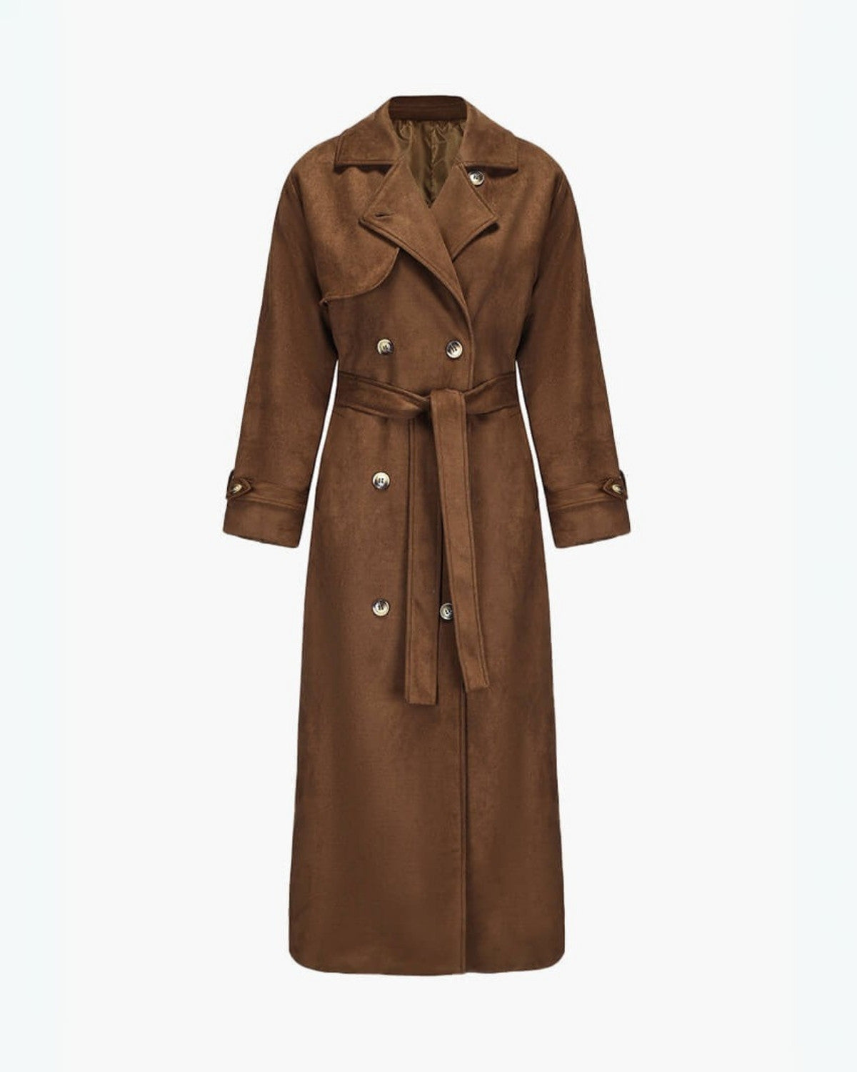 Elegante lange oversized trenchcoat van imitatieleer met ceintuur – Dames