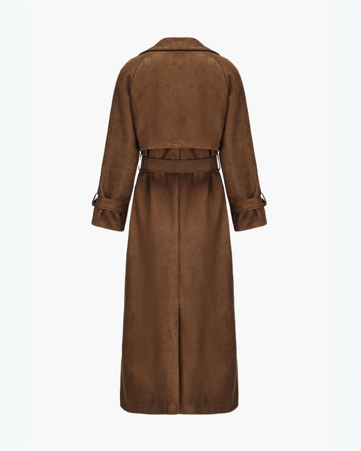 Elegante lange oversized trenchcoat van imitatieleer met ceintuur – Dames