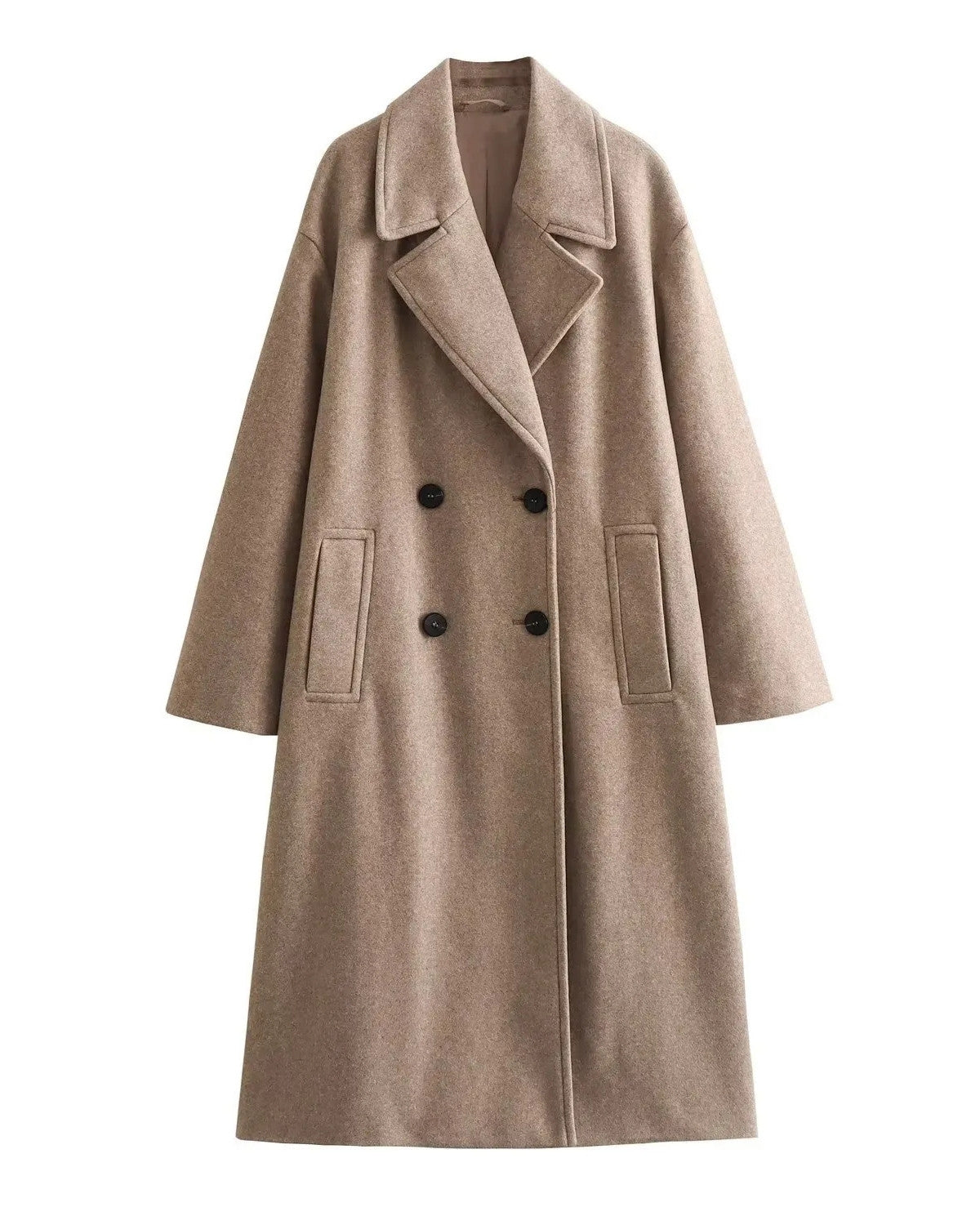 Elegante lange winterjas van hoogwaardige wol – Dames