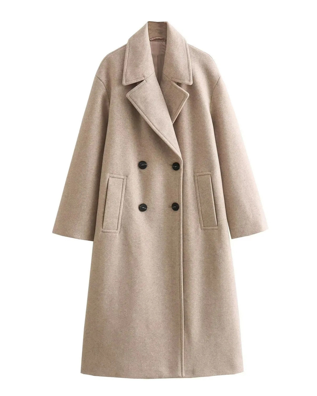 Elegante lange winterjas van hoogwaardige wol – Dames