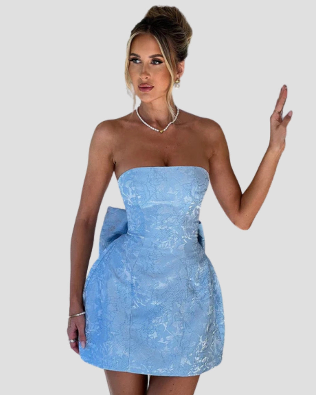 Elegante mini zomerjurk met strik op de rug - Dames