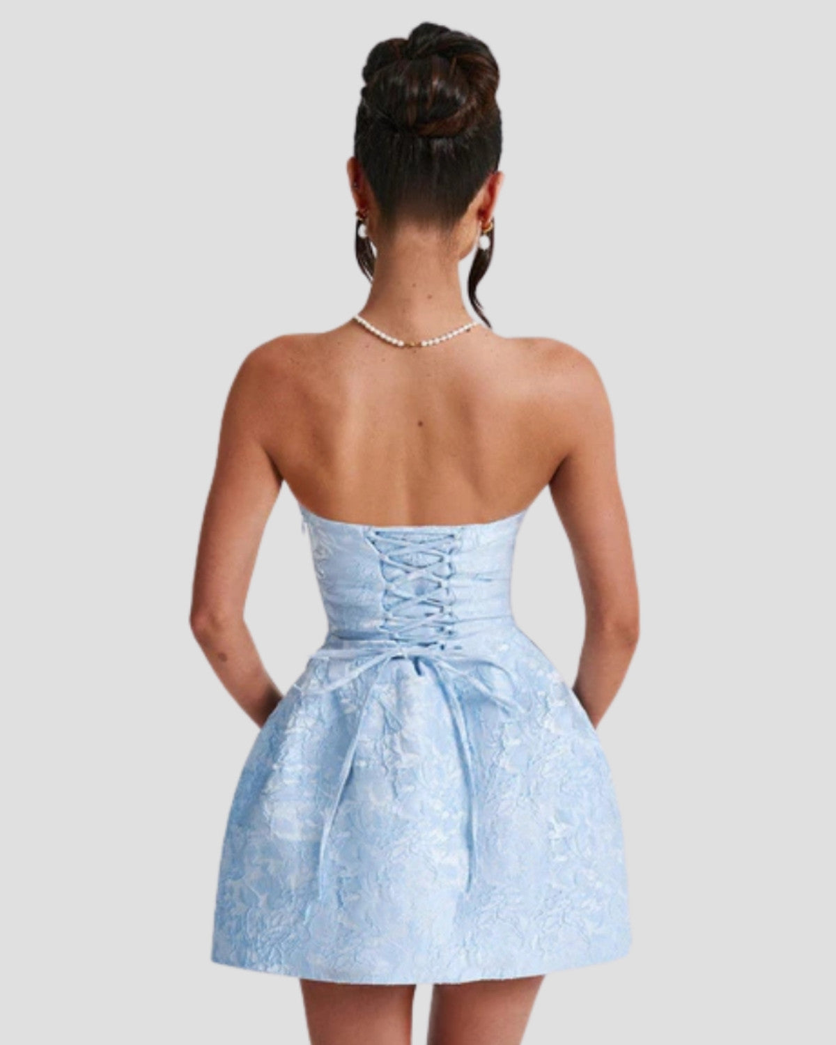 Elegante mini zomerjurk met strik op de rug - Dames