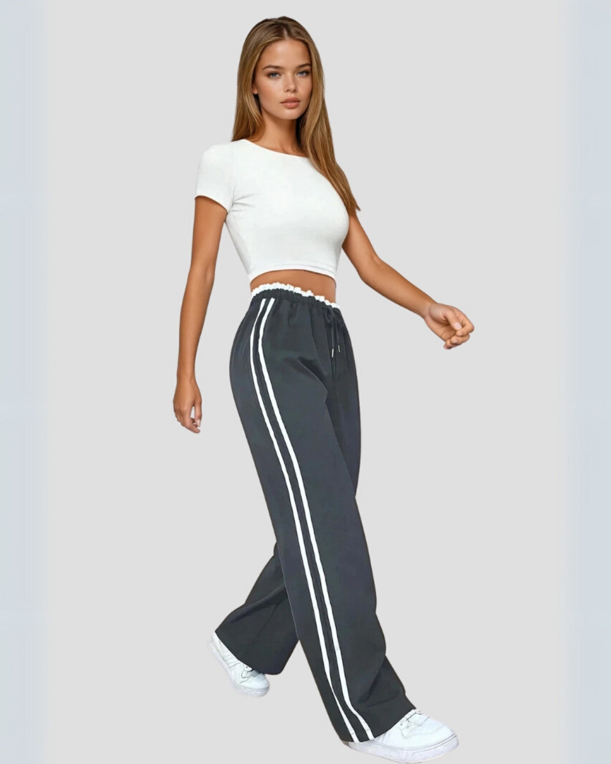Elegante rechte broek met zijstrepen - Dames