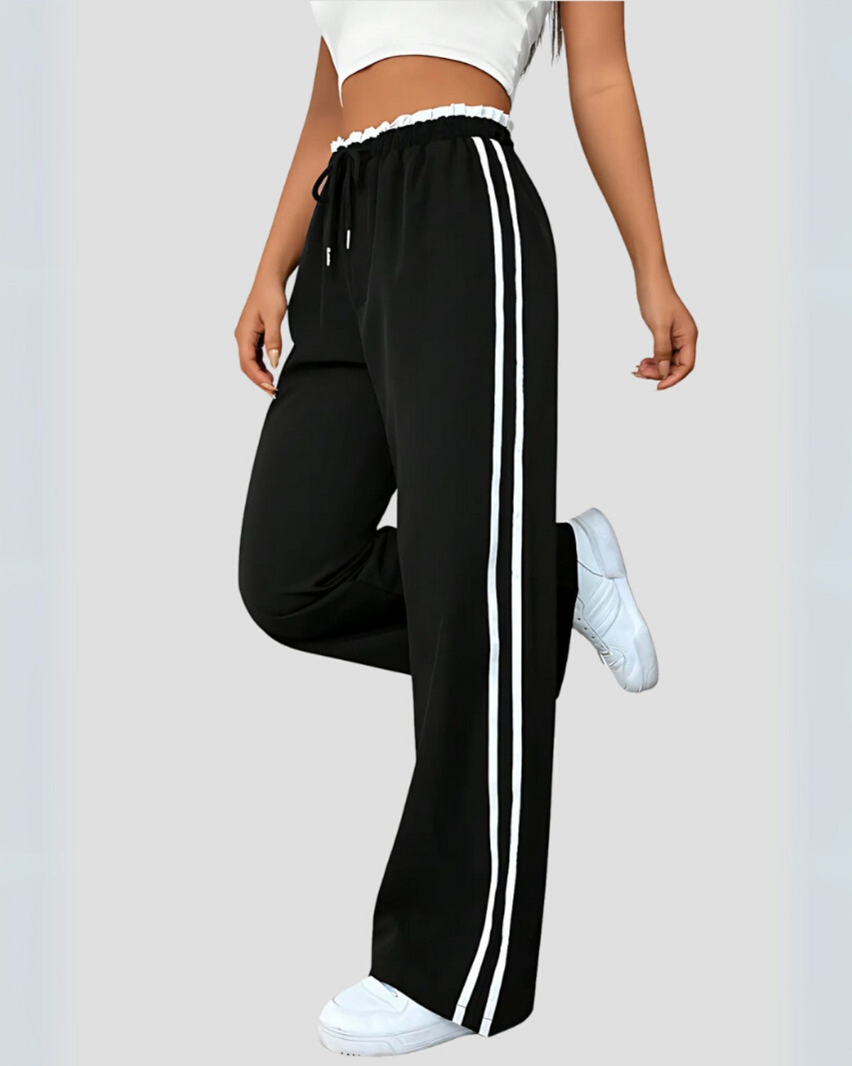 Elegante rechte broek met zijstrepen - Dames