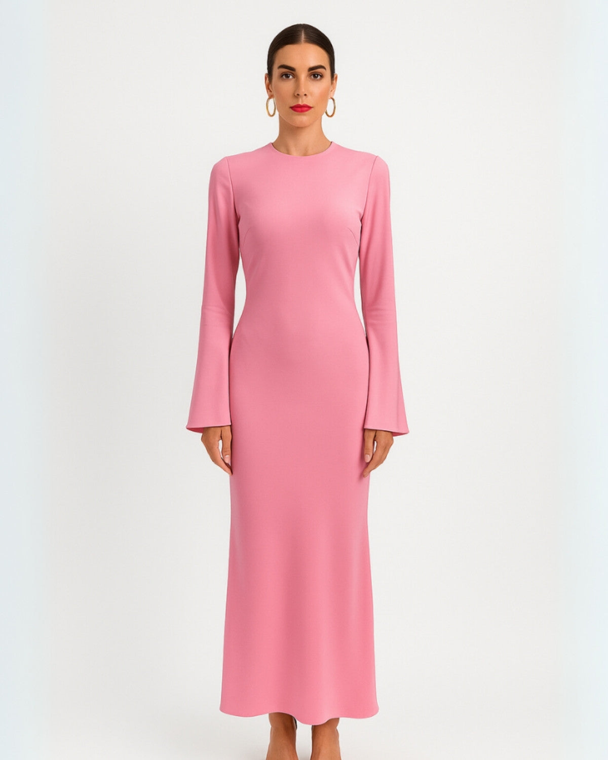 Elegante slanke satijnen maxi jurk voor de zomer – Dames