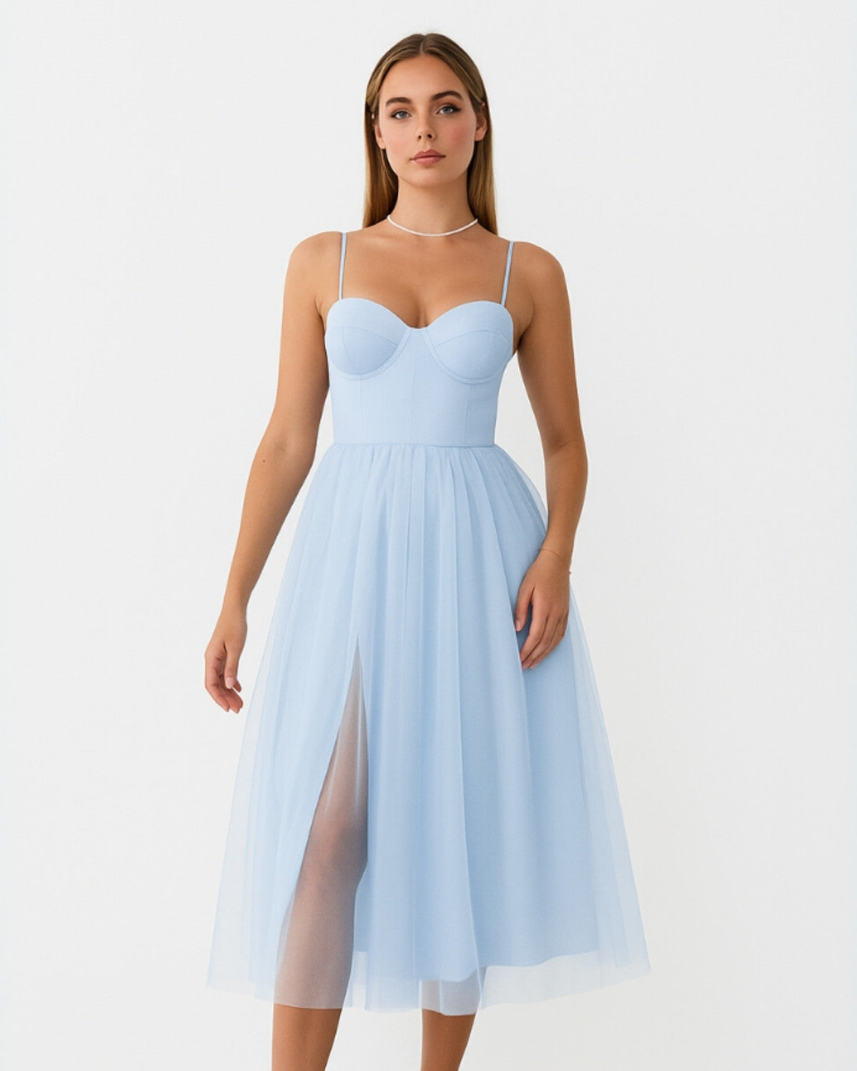 Elegante trouwjurk met spaghettibandjes - Dames