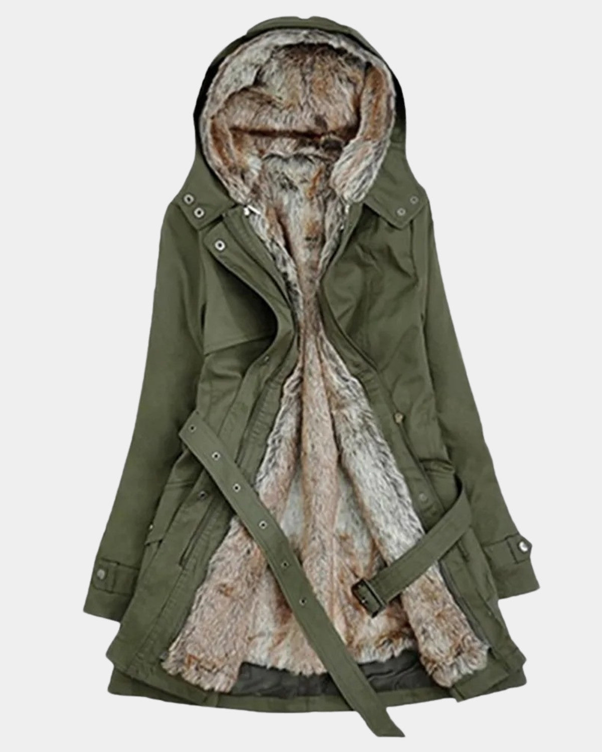 Elegante winterparka met bontvoering en capuchon – Dames