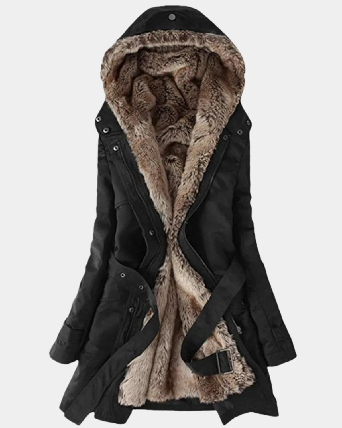 Elegante winterparka met bontvoering en capuchon – Dames