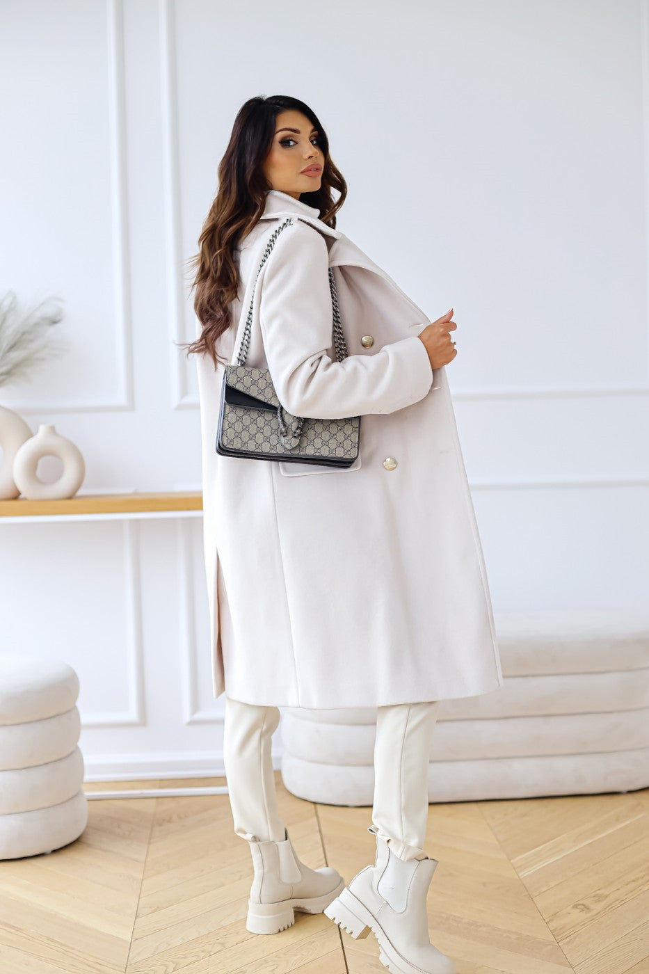 Elegante double-breasted jas met getailleerde pasvorm – Dames