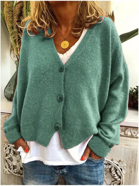 Comfortabel herfst vest met knoopsluiting en lange mouwen – Dames