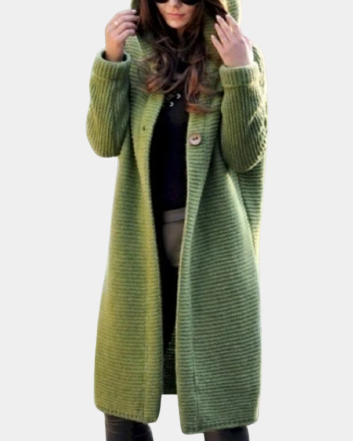 Gebreid damesvest met capuchon en elegant patroon – Dames