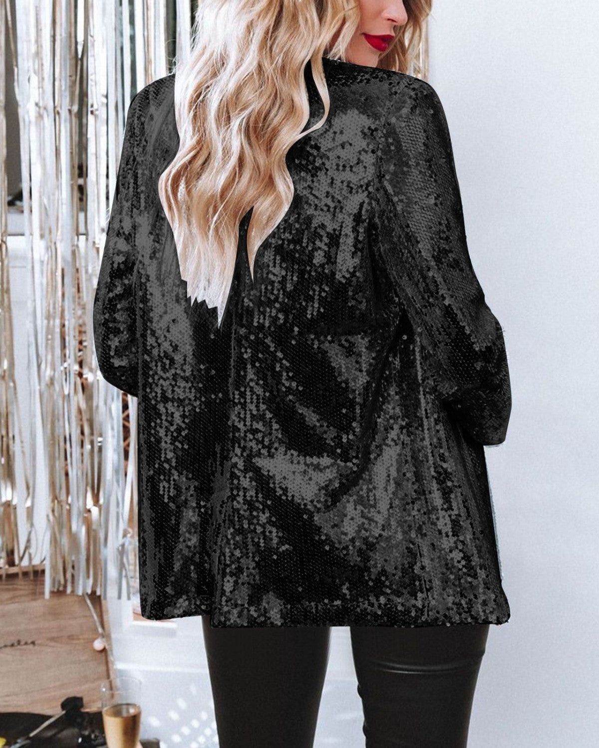 Glinsterende lange feestjas blazer - Dames