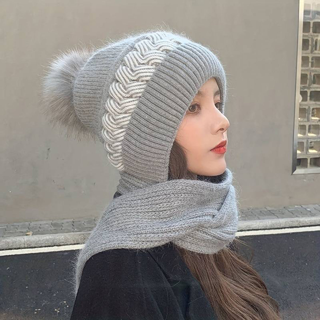 Warme muts en sjaal set van nertsfleece – Dames