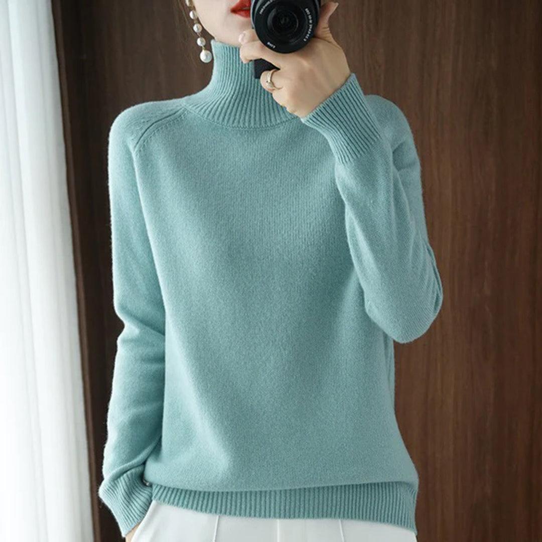 Elegante gebreide trui met hoge hals en relaxte pasvorm – Dames