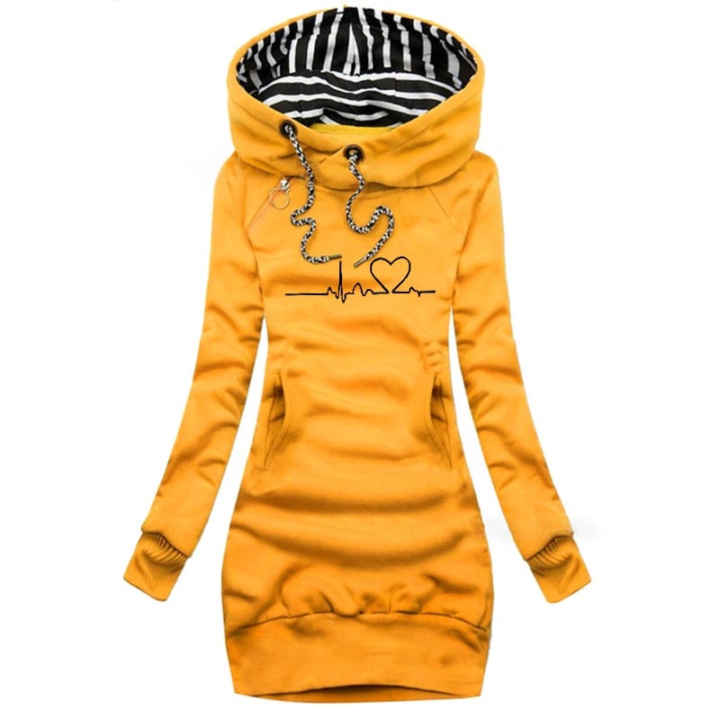 Comfortabele hoodiejurk voor de herfst met hartdetail – Dames
