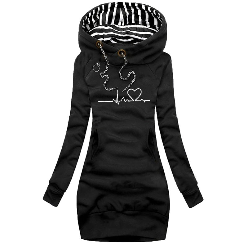Comfortabele hoodiejurk voor de herfst met hartdetail – Dames