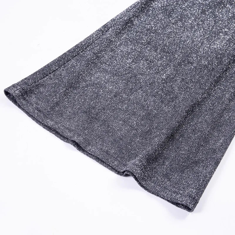 Stijlvolle hoge taille glitter broek - Dames