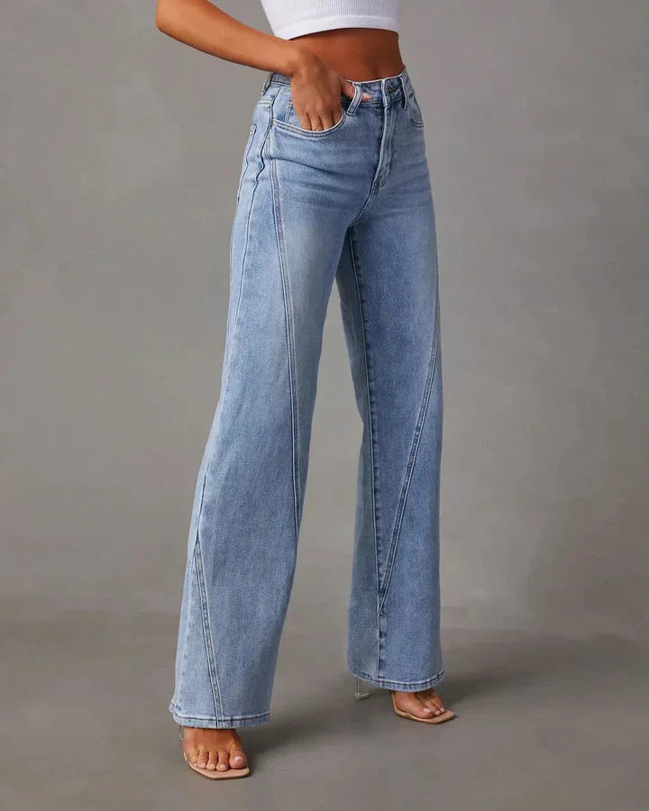 Trendy high-waisted jeans van katoenmix met oversized pasvorm – Dames