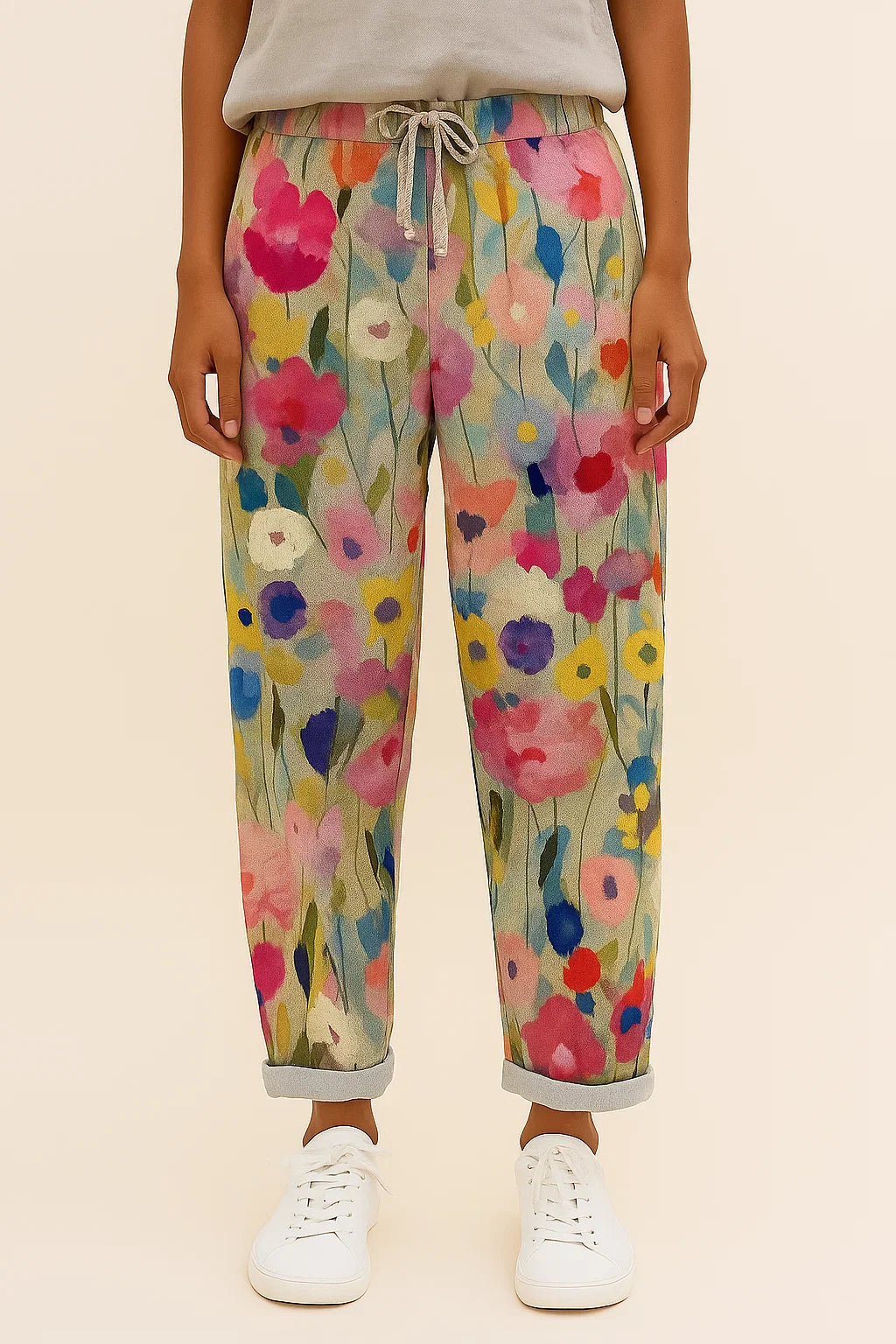 Stijlvolle kleurrijke joggingbroek van zachte stof met comfortabele pasvorm – Dames