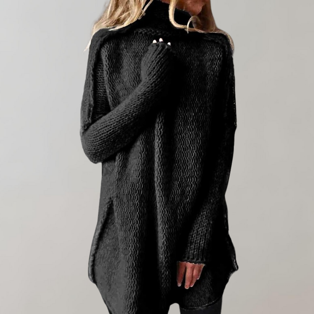 Lange wintertrui met tijdloos koolstofpatroon – Dames