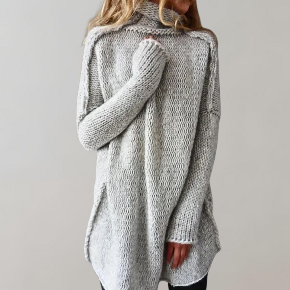 Lange wintertrui met tijdloos koolstofpatroon – Dames