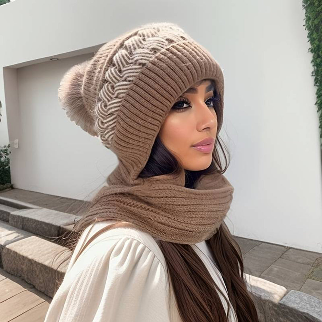 Warme muts en sjaal set van nertsfleece – Dames