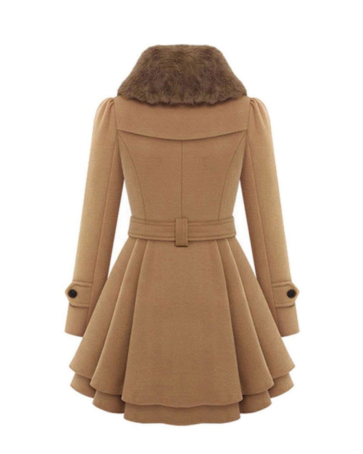 Lange winterjas met bontkraag en elegante pasvorm – Dames