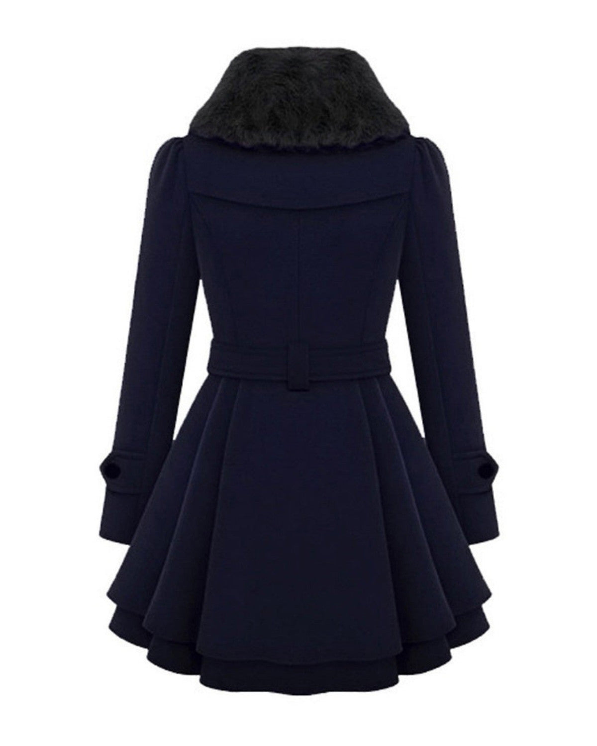 Lange winterjas met bontkraag en elegante pasvorm – Dames