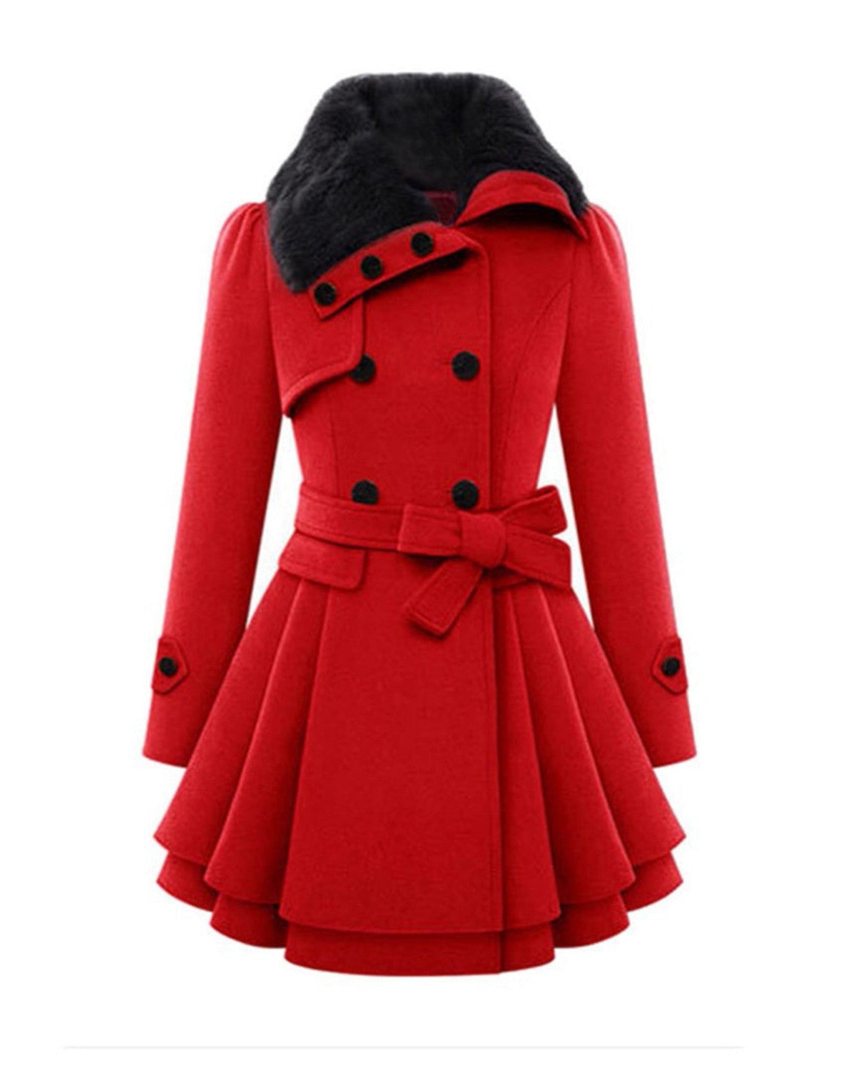Lange winterjas met bontkraag en elegante pasvorm – Dames