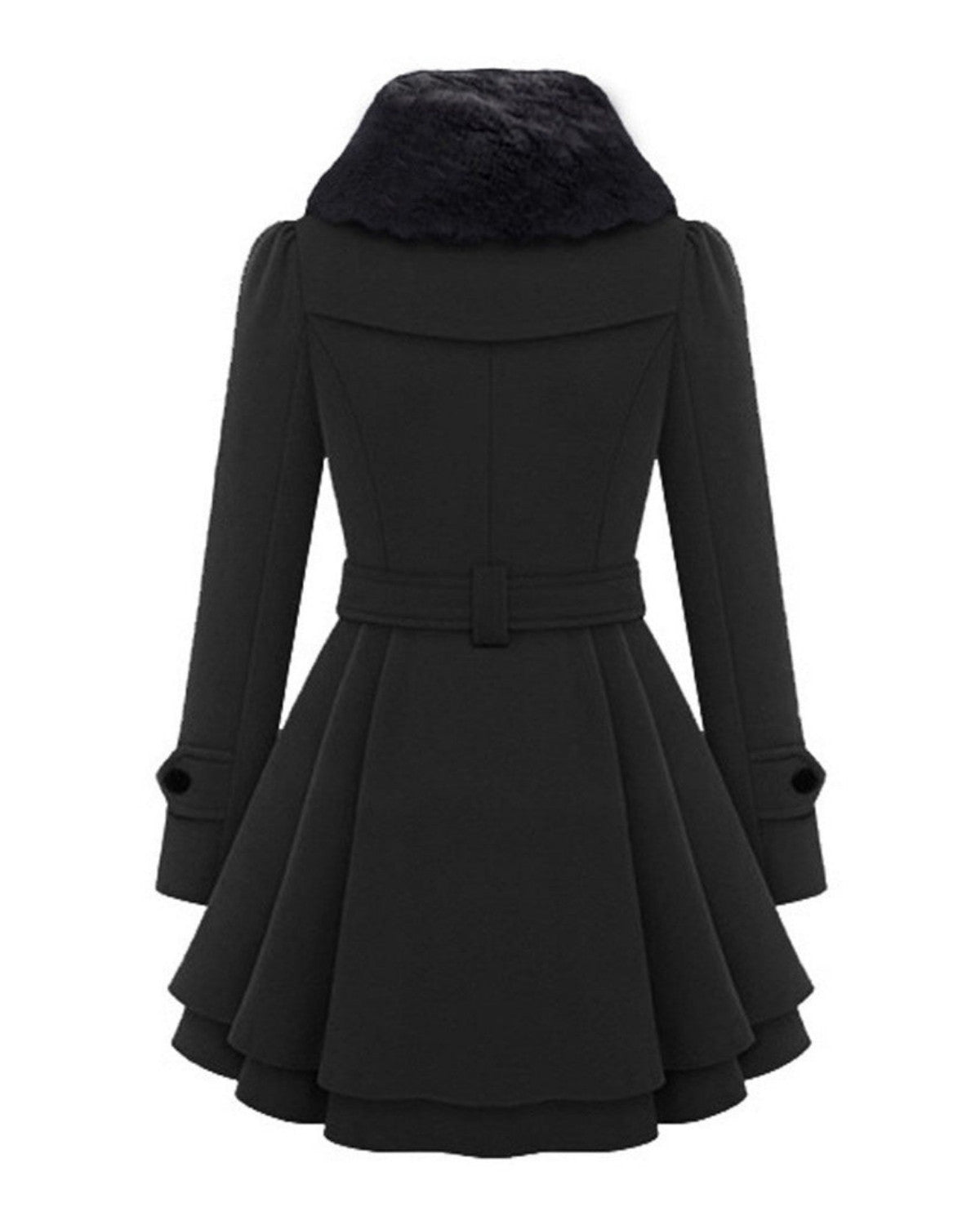 Lange winterjas met bontkraag en elegante pasvorm – Dames