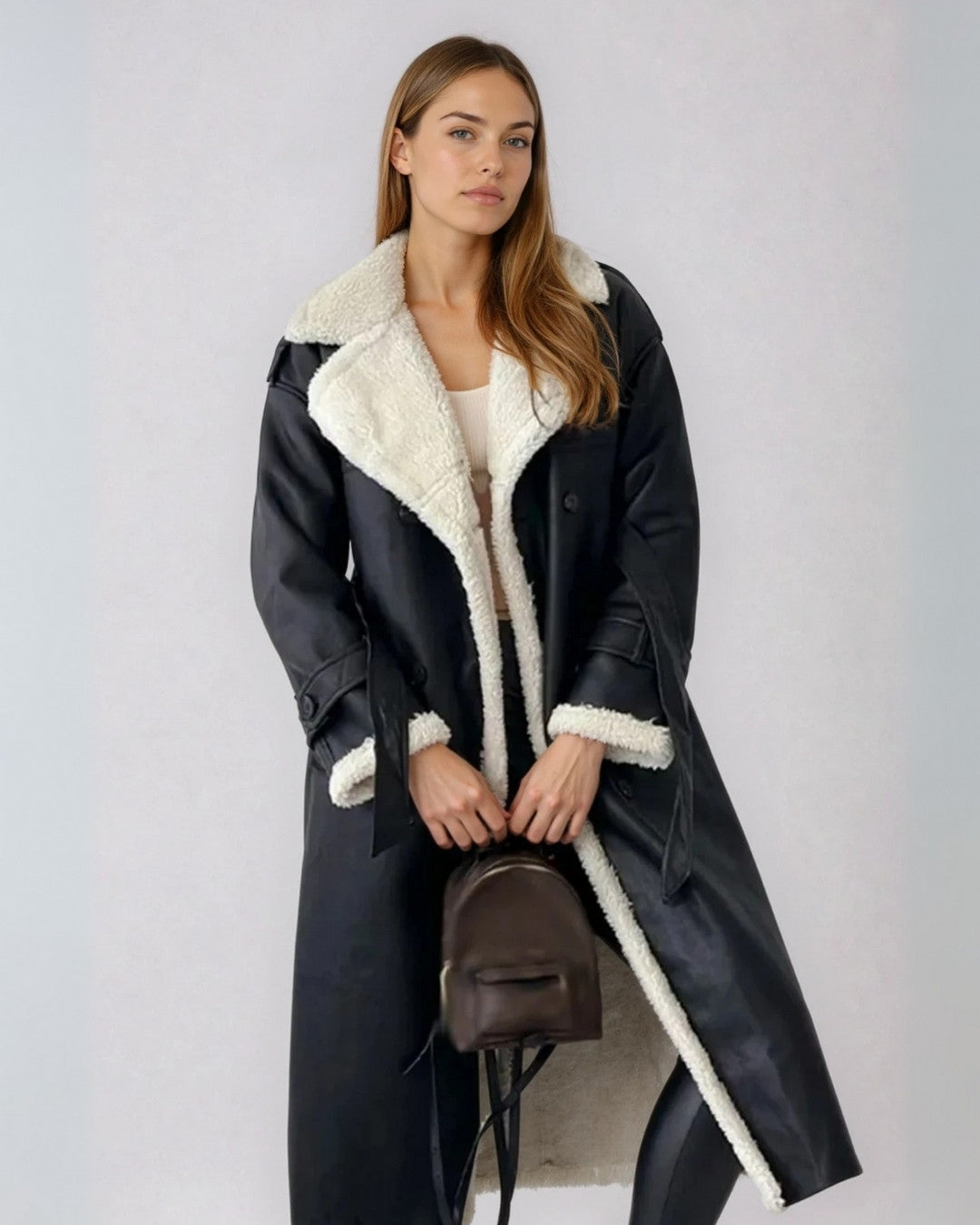 Lange elegante winterjas met gevoerde binnenkant – Dames