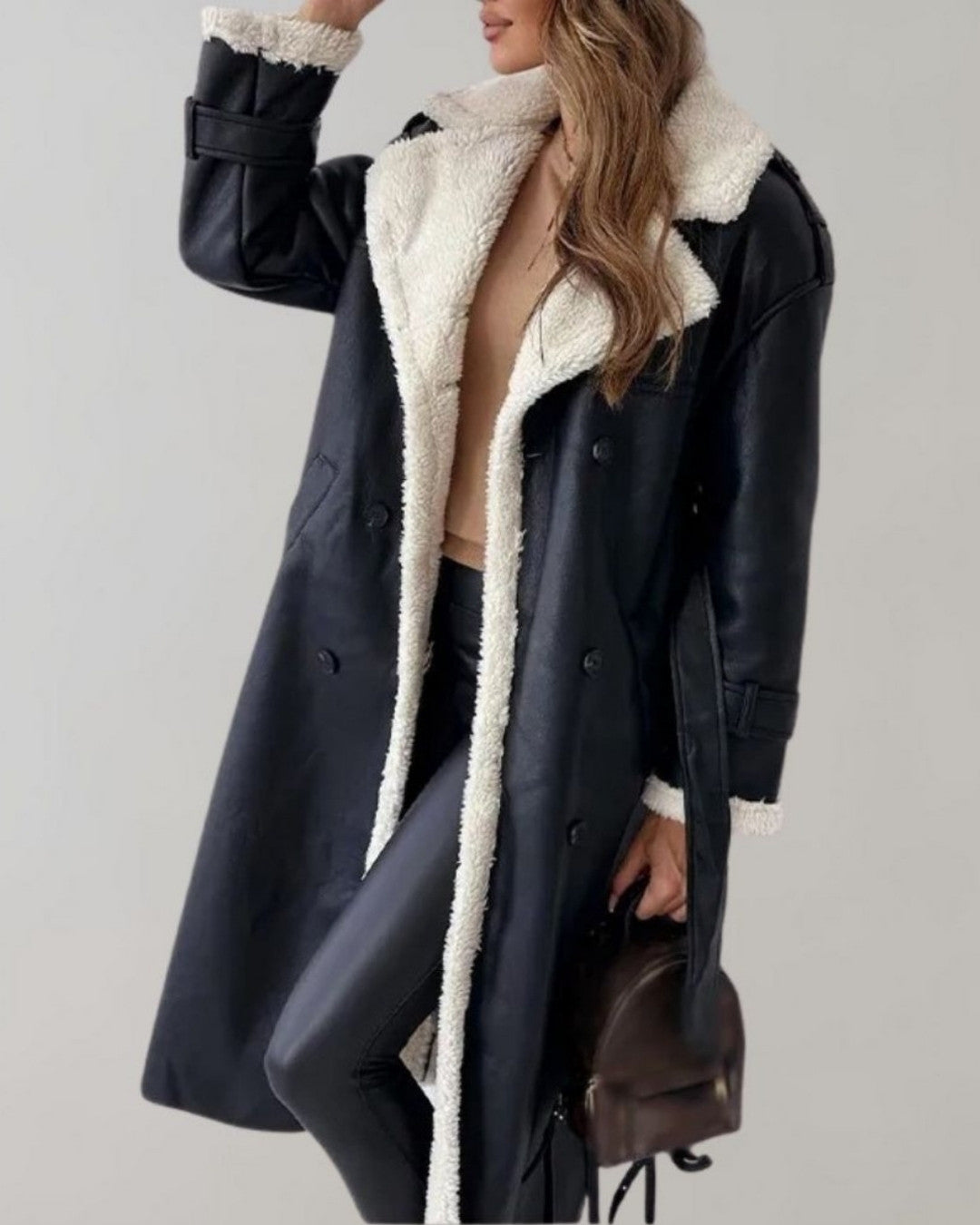 Lange elegante winterjas met gevoerde binnenkant – Dames