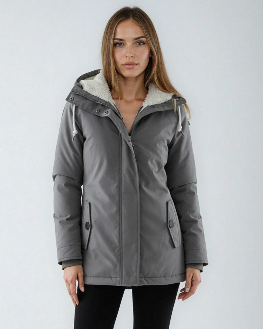 Lange waterdichte winterjas met warme voering – Dames