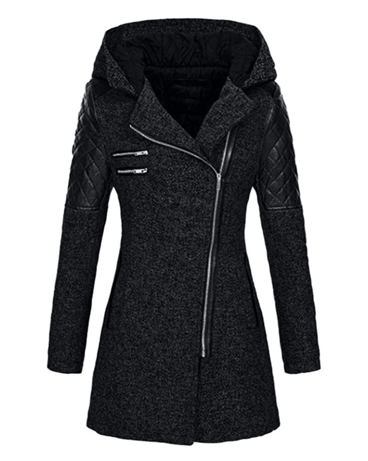 Lange winterjas met capuchon en elegante pasvorm – Dames