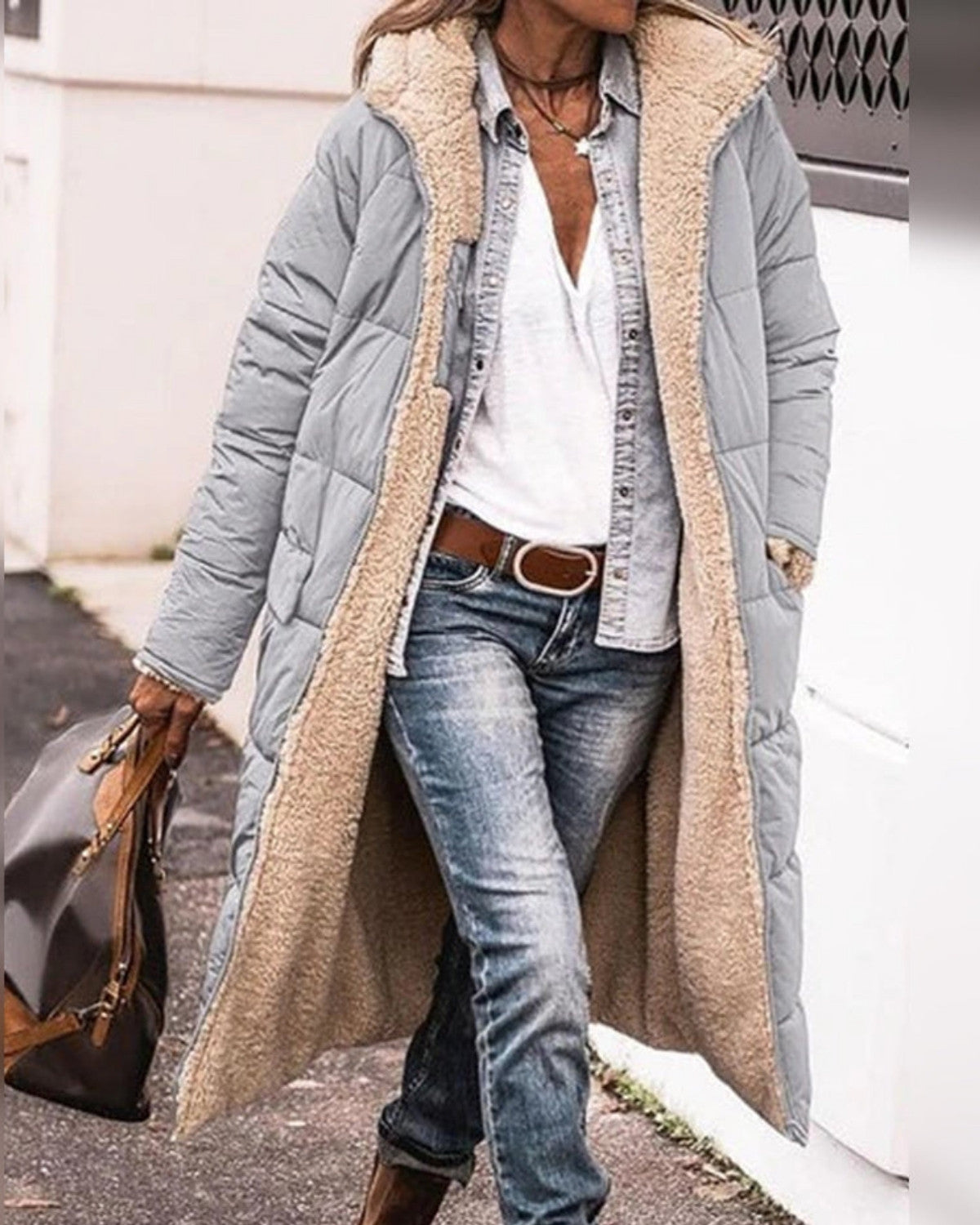 Lange winterjas met elegante pasvorm en warme voering – Dames