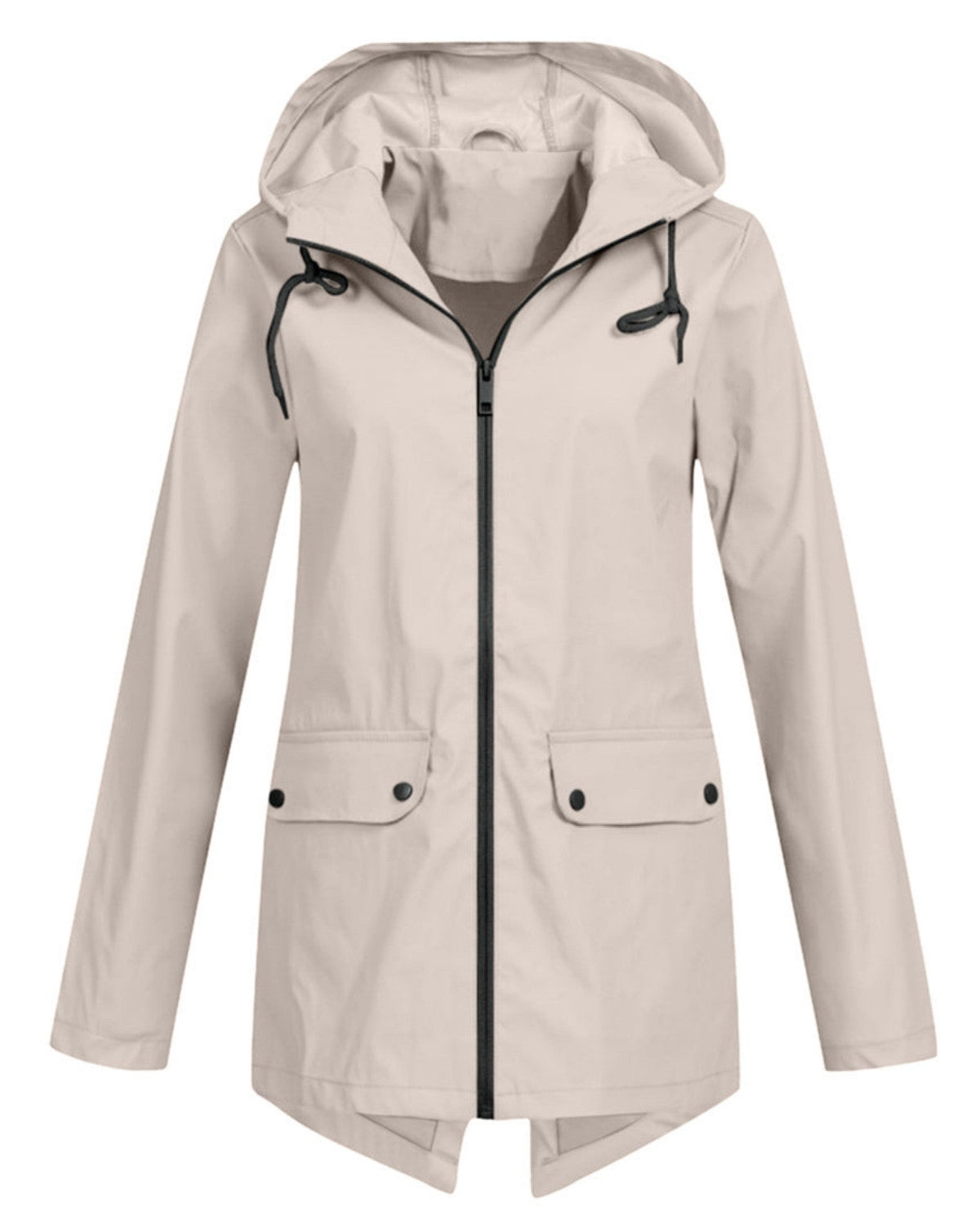 Lange waterdichte regenjas met capuchon – Dames