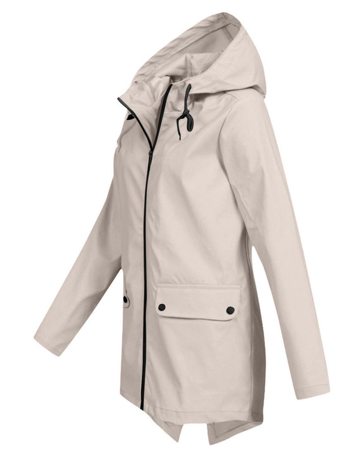 Lange waterdichte regenjas met capuchon – Dames