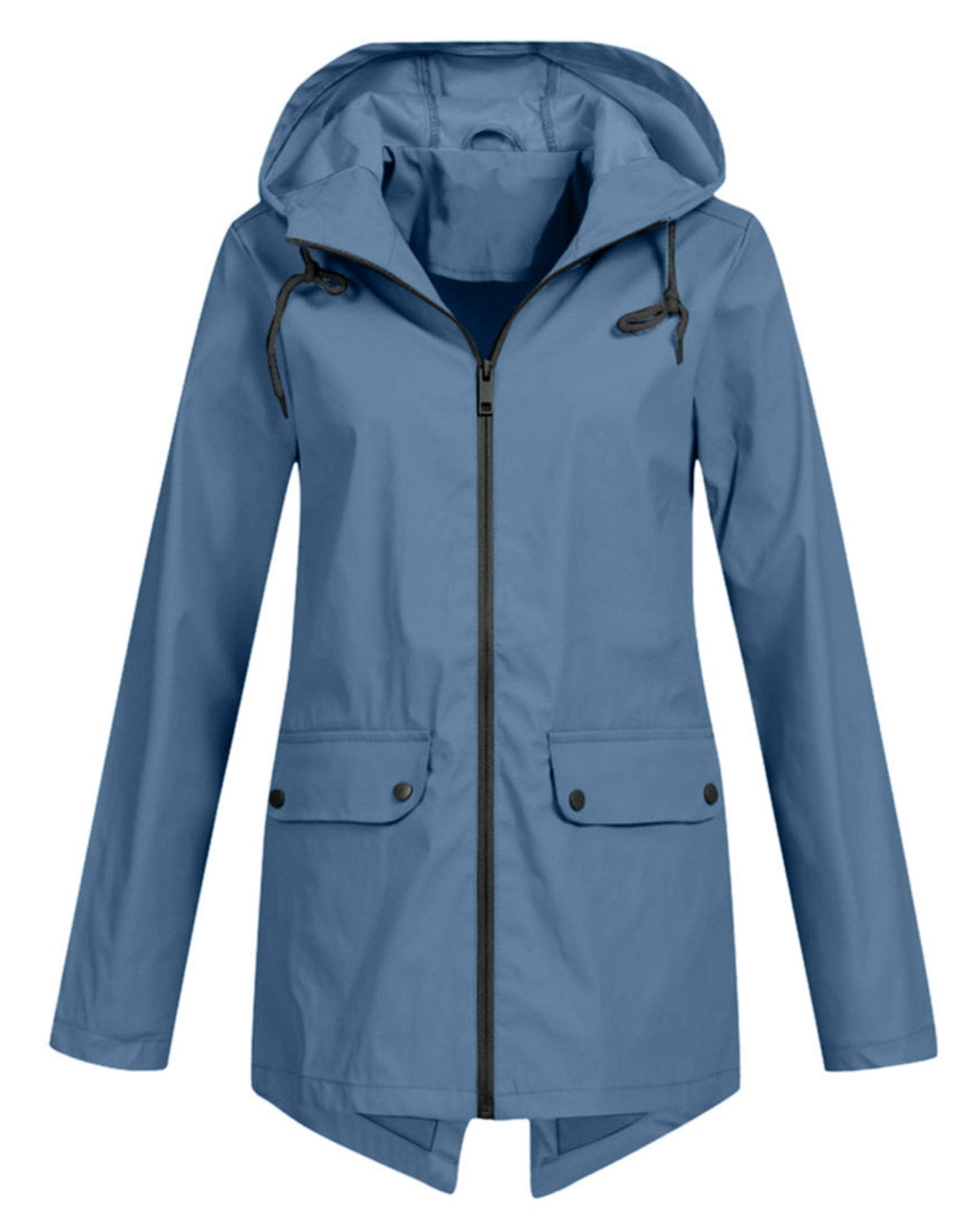 Lange waterdichte regenjas met capuchon – Dames