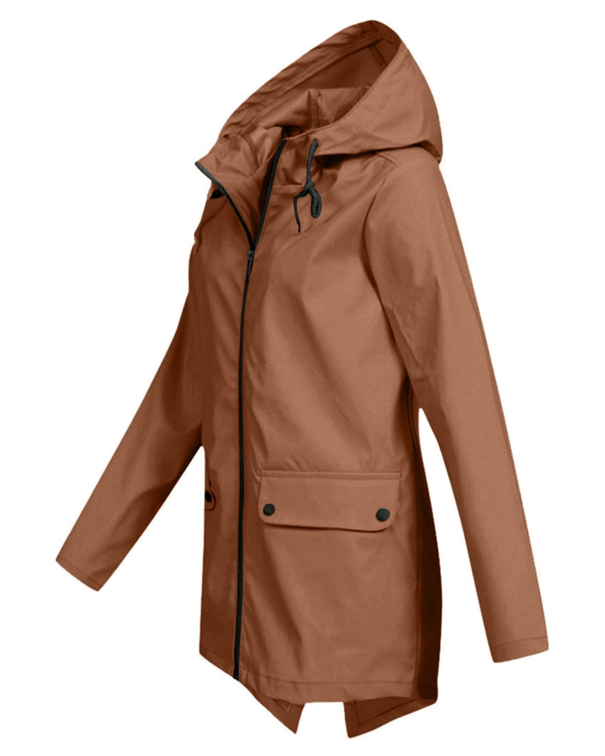 Lange waterdichte regenjas met capuchon – Dames