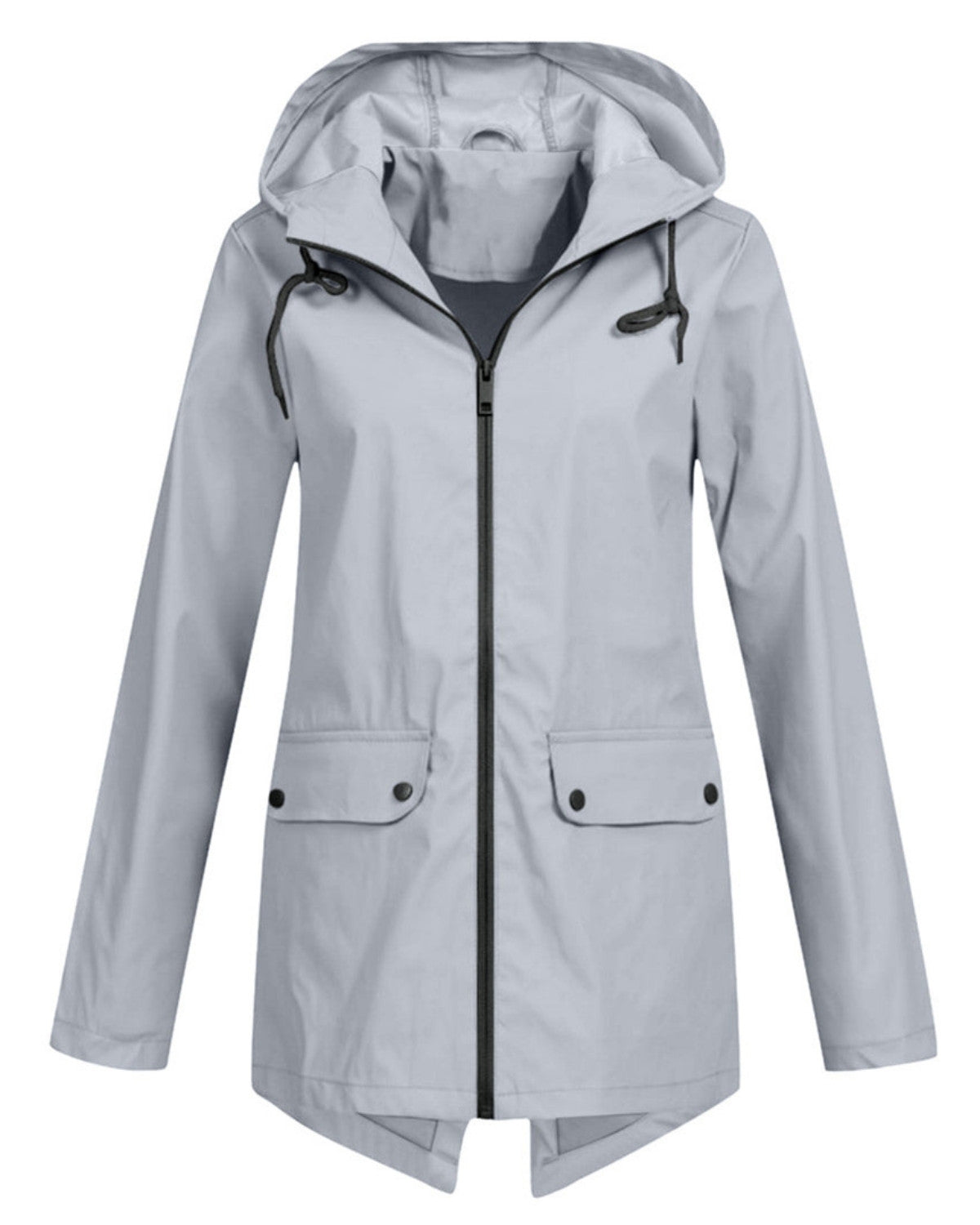 Lange waterdichte regenjas met capuchon – Dames