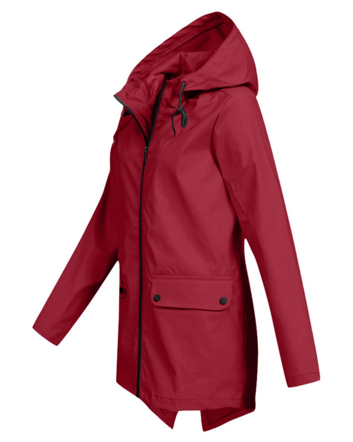 Lange waterdichte regenjas met capuchon – Dames