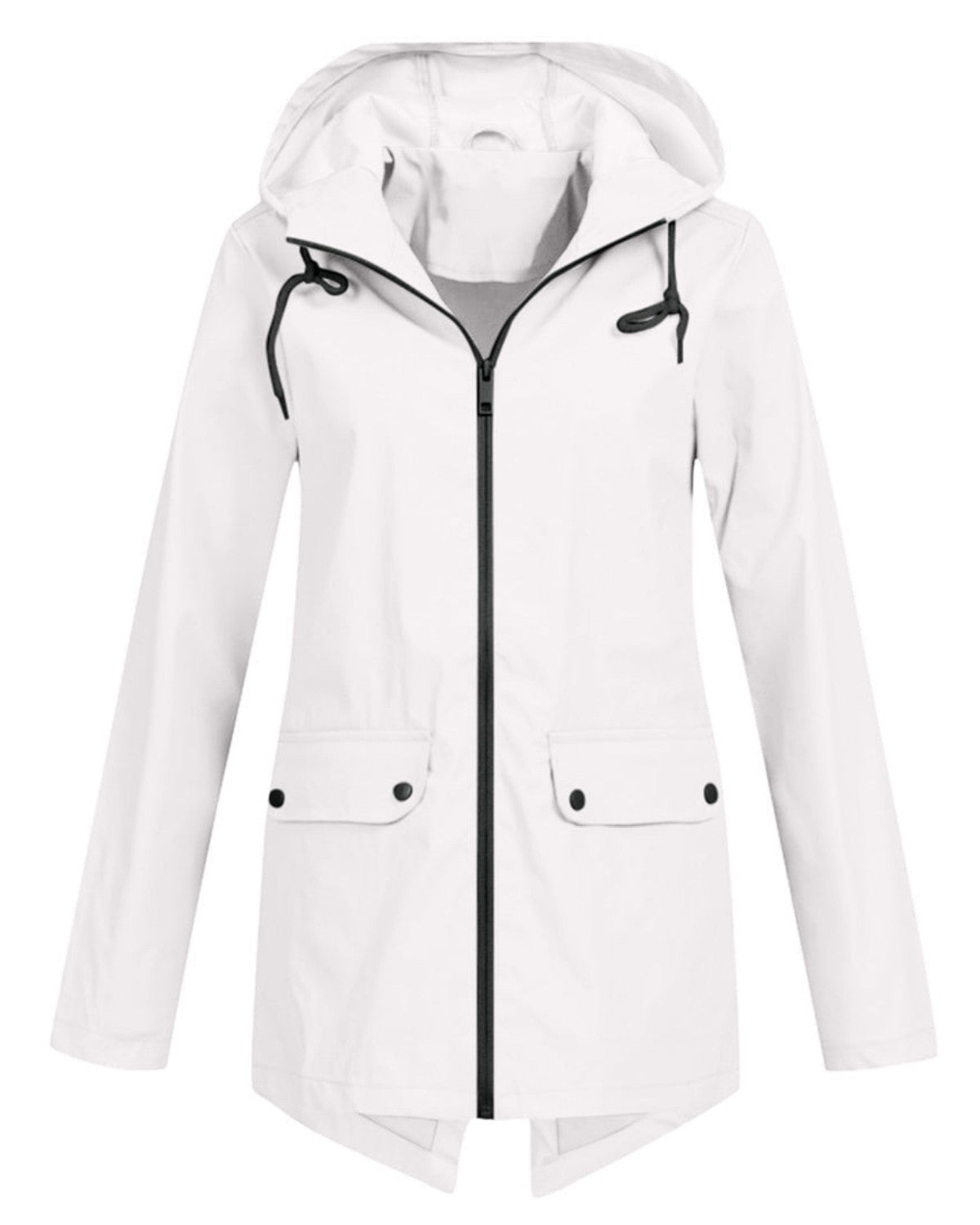 Lange waterdichte regenjas met capuchon – Dames