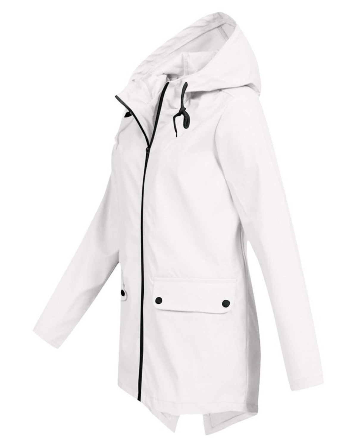 Lange waterdichte regenjas met capuchon – Dames
