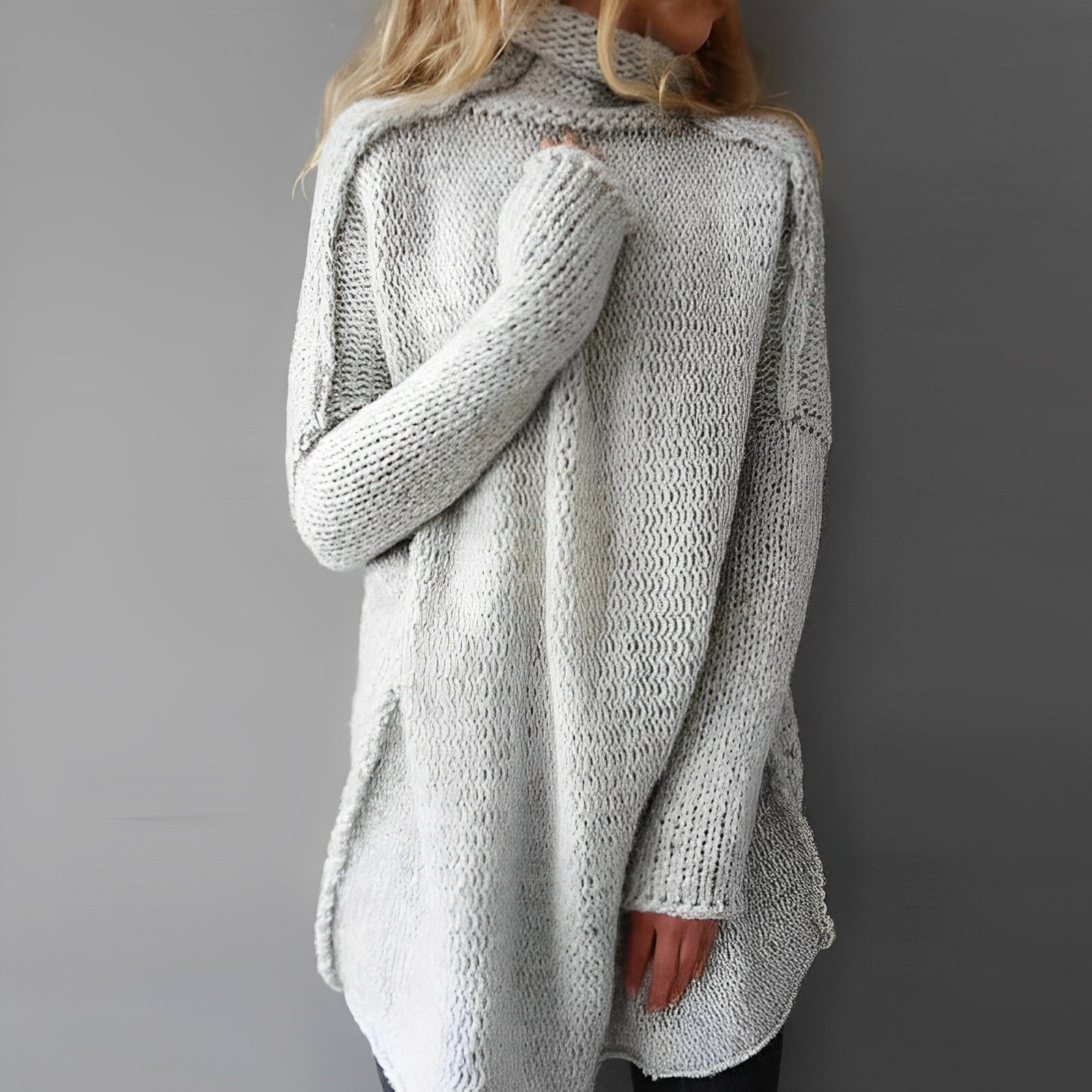 Comfortabele lange gebreide wintertrui met tijdloos design – Dames