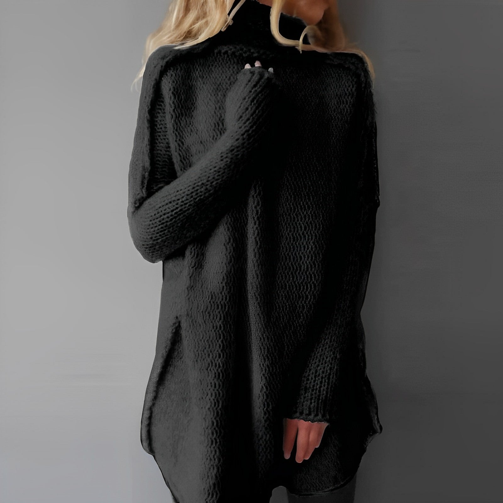 Comfortabele lange gebreide wintertrui met tijdloos design – Dames