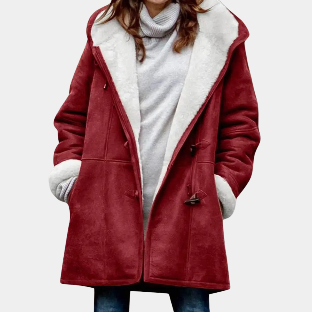 Lange winterjas met capuchon en moderne pasvorm – Dames